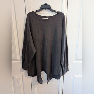 We The Free Amelia Washed Black Oversized Long Sleeve Thermal Top